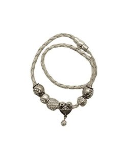 Relojes Bijoux Terner | Pulsera Bijoux Terner Braided Charm White Heart Mujer 2402872