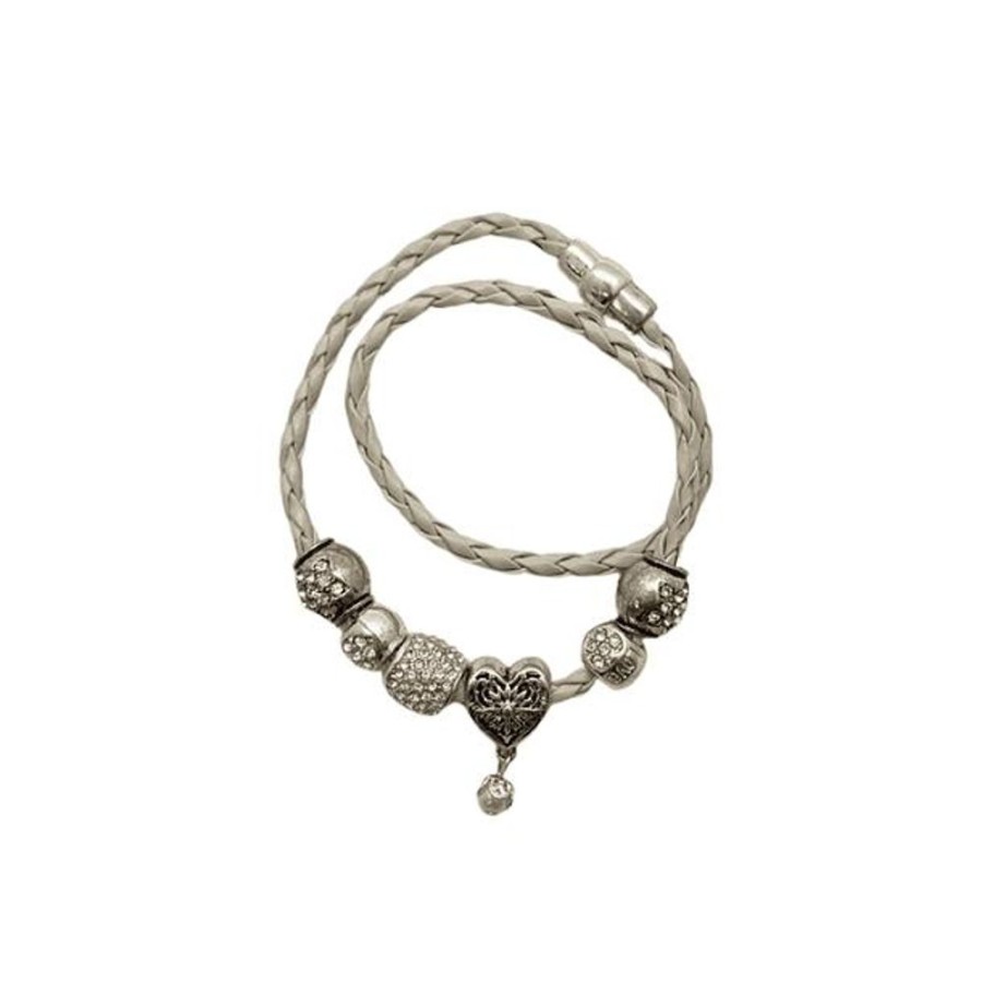 Relojes Bijoux Terner | Pulsera Bijoux Terner Braided Charm White Heart Mujer 2402872